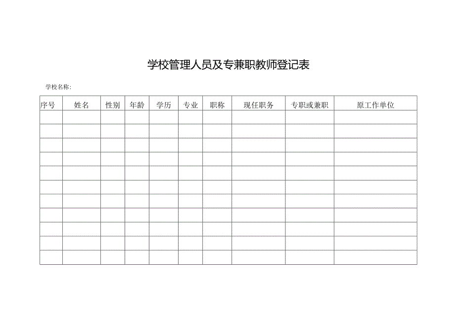 学校管理人员及专兼职教师登记表.docx_第1页