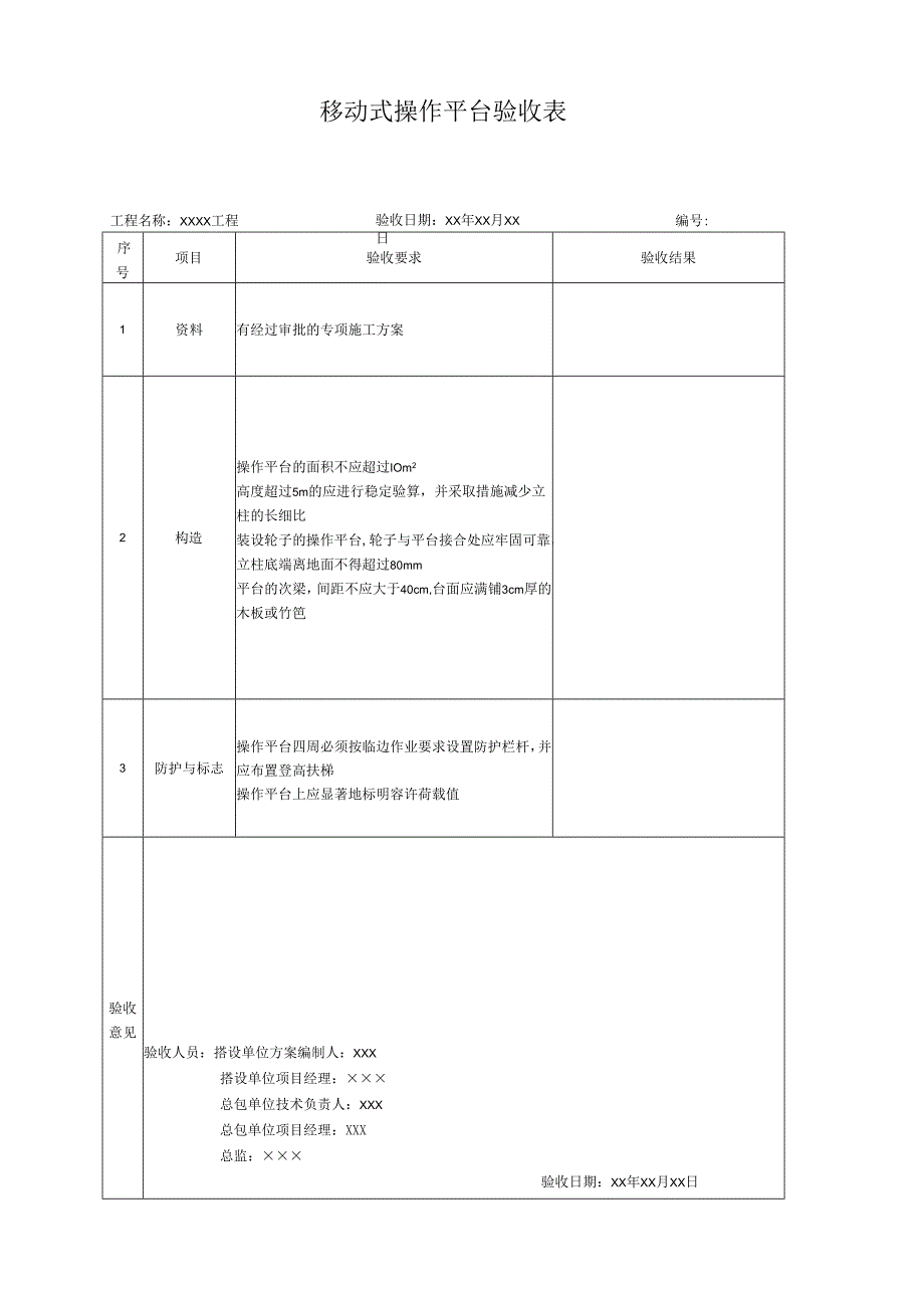 移动式操作平台验收表.docx_第1页