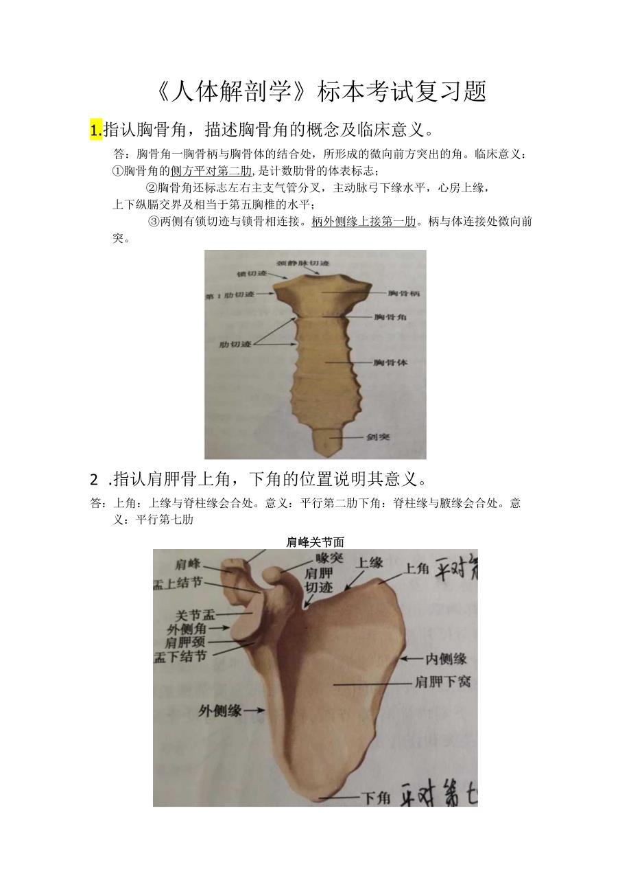 甘肃医学院解剖标本考试（含答案）.docx_第1页