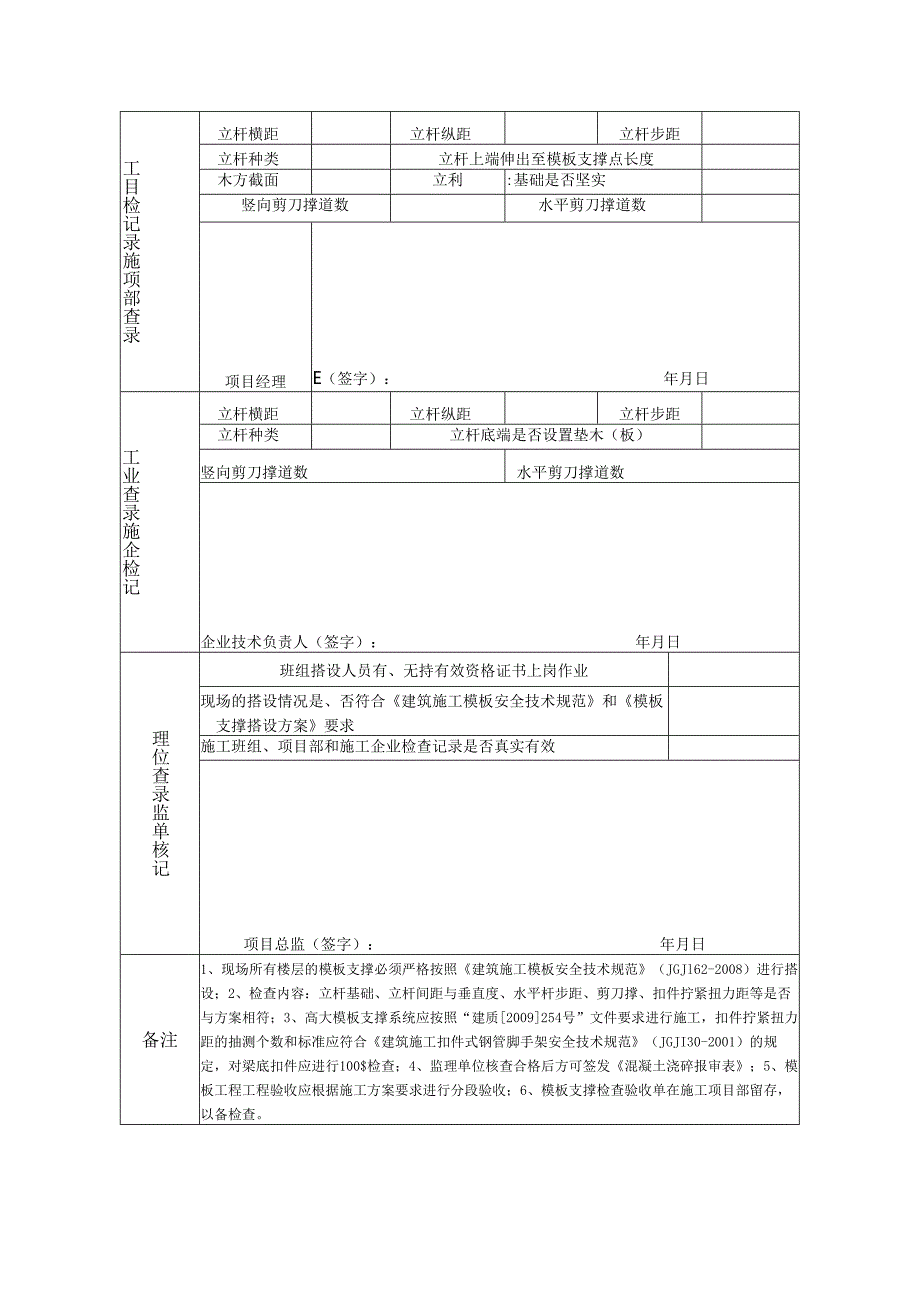 模板工程及支撑体系检查验收表.docx_第2页