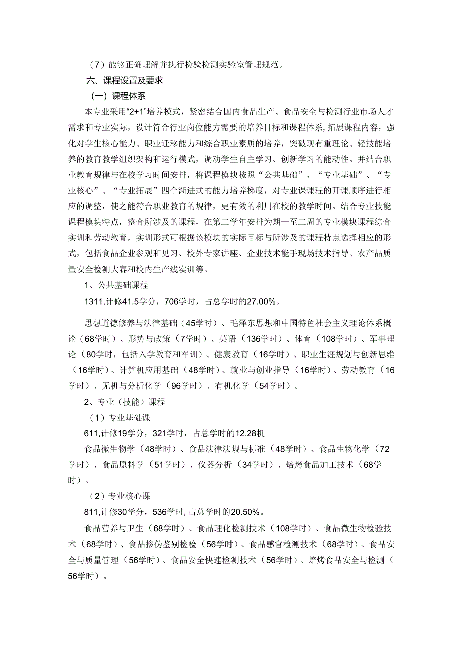 职业技术学院食品检验检测技术专业人才培养方案.docx_第3页