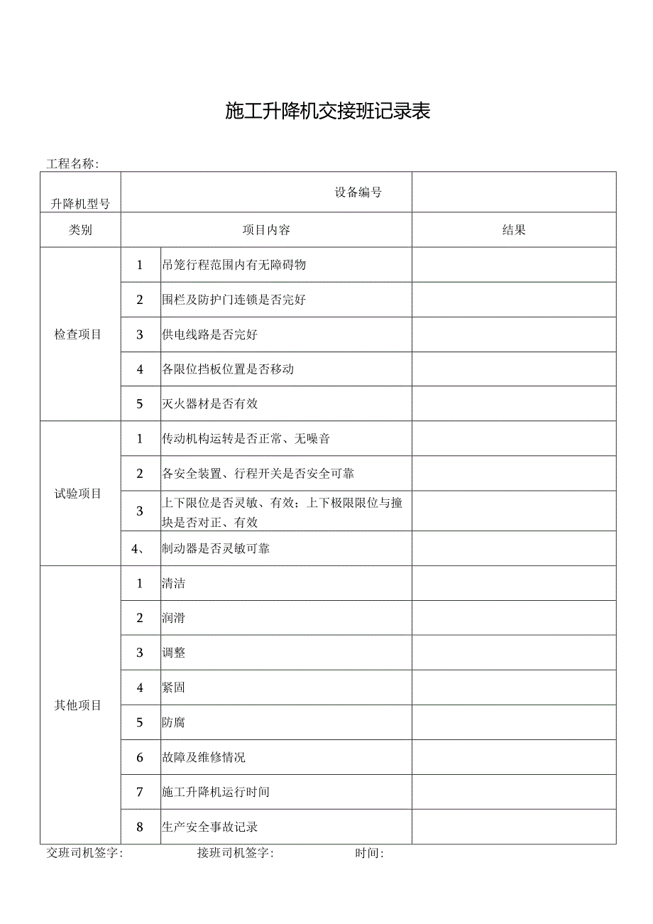 施工升降机交接班记录表.docx_第1页