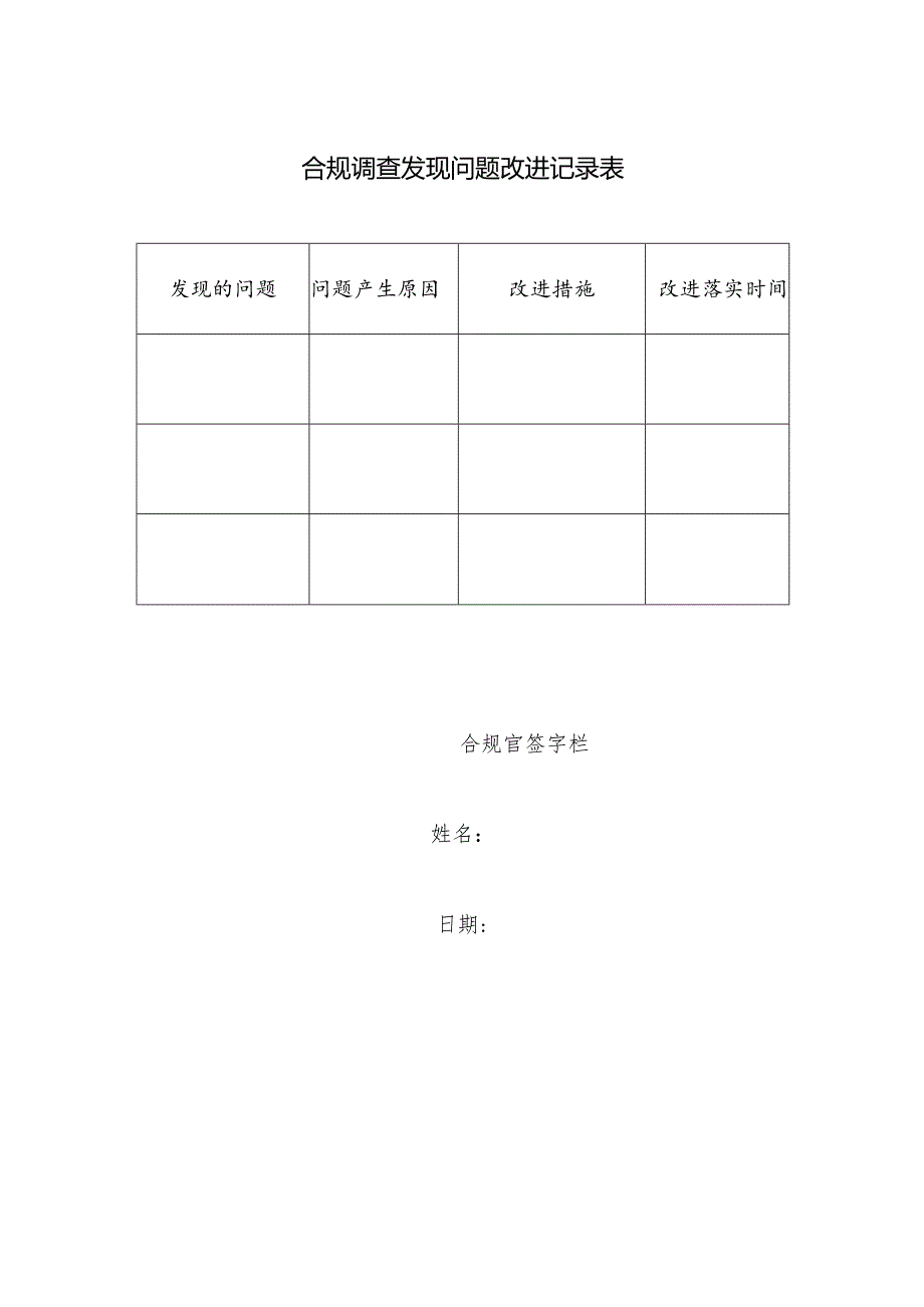 合规调查发现问题改进记录表.docx_第1页