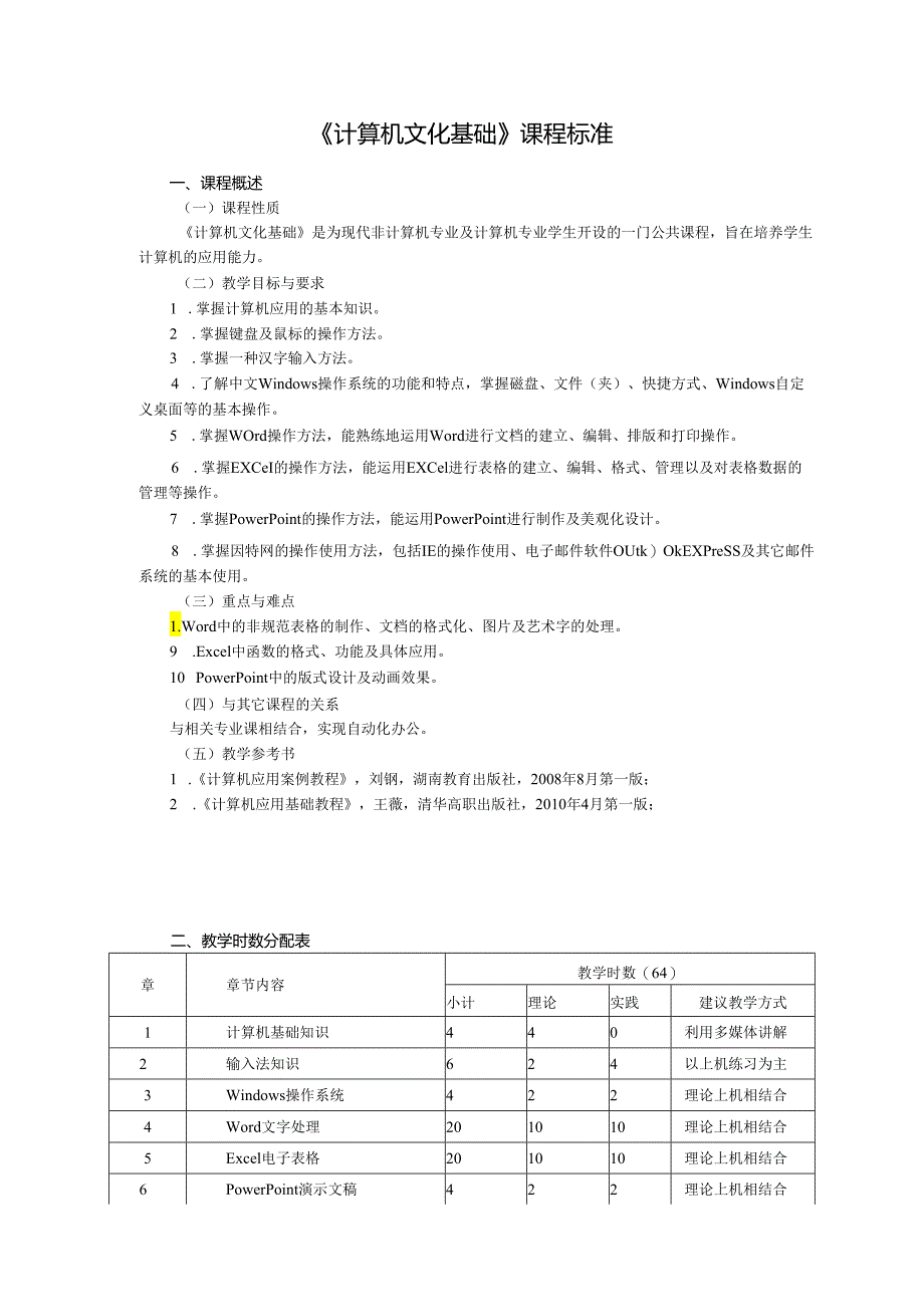 《计算机文化基础》课程标准.docx_第1页