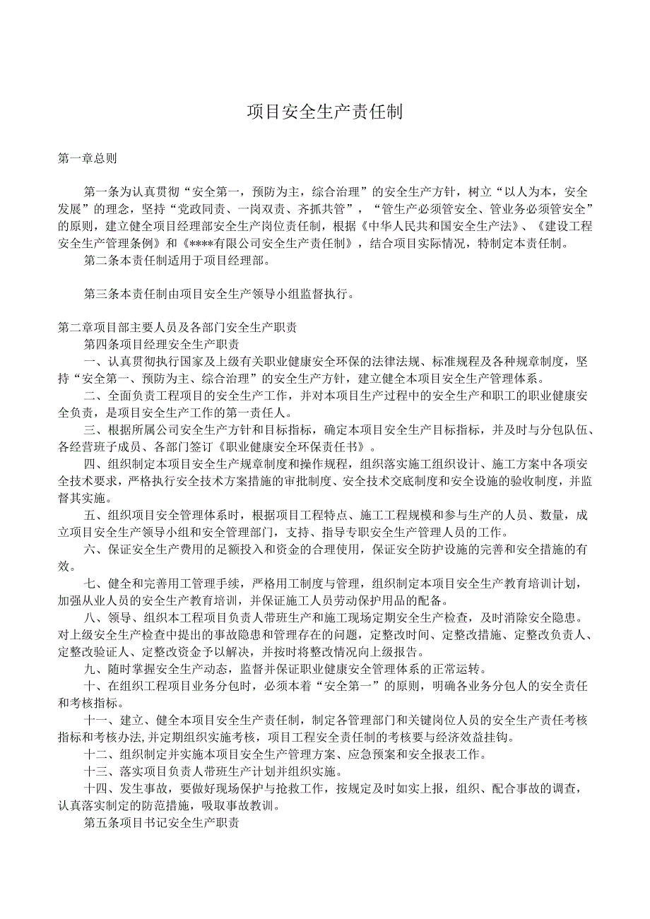 项目安全生产责任制.docx_第1页