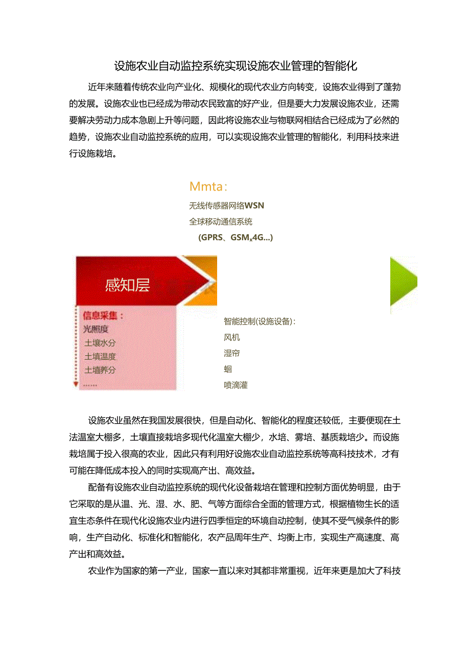 设施农业自动监控系统实现设施农业管理的智能化.docx_第1页