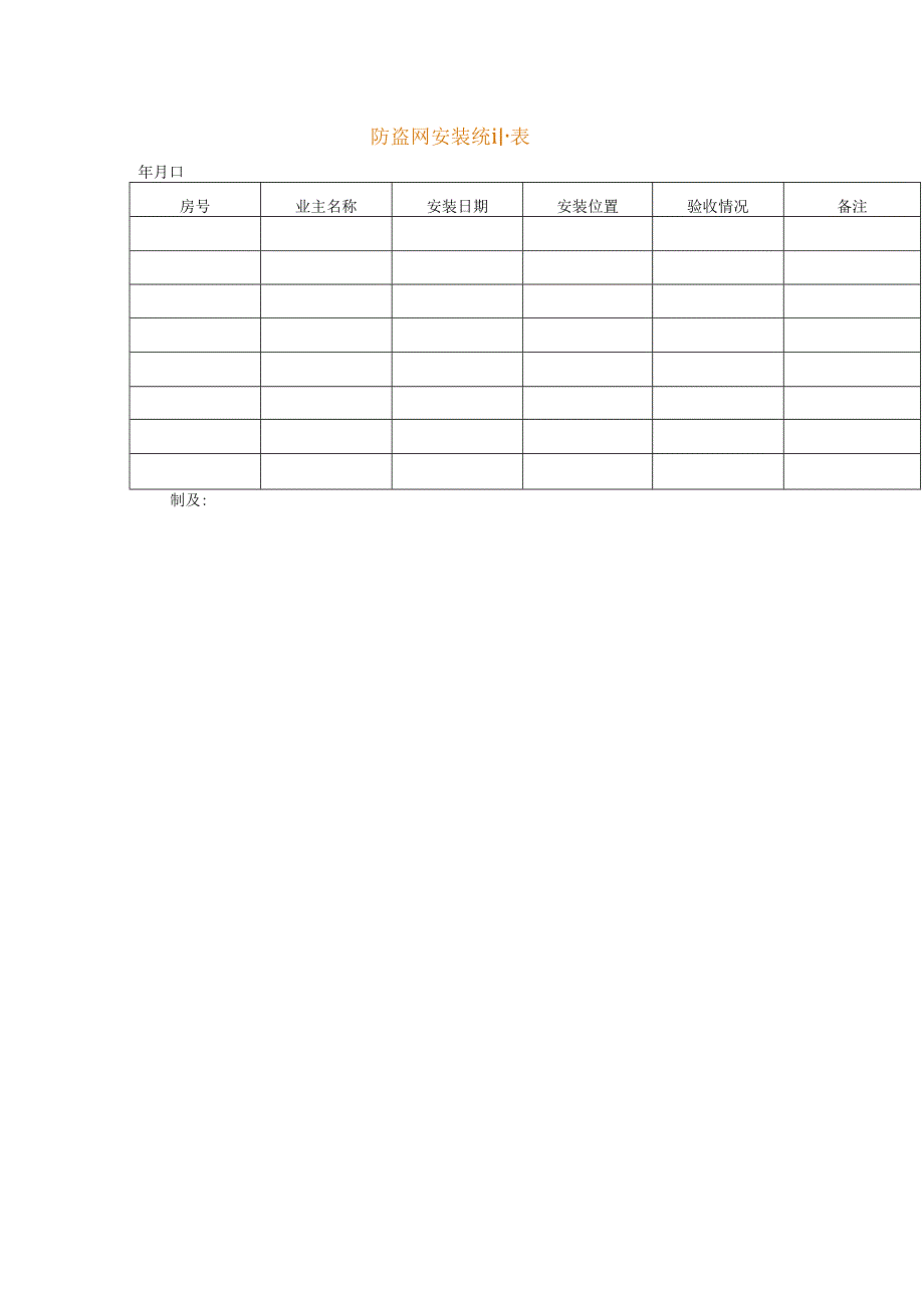 防盗网安装统计表模板.docx_第1页