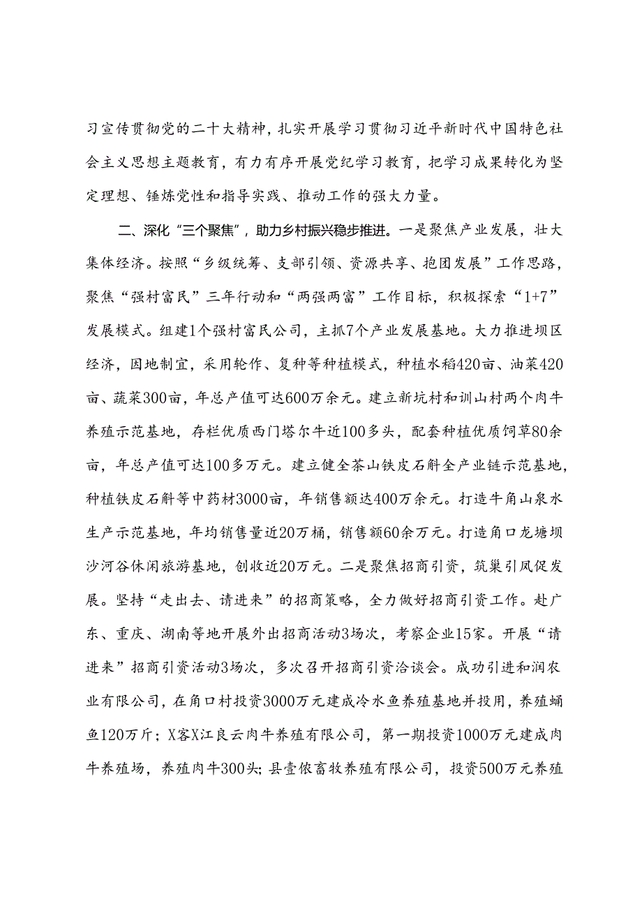 乡党委书记在高质量党建引领保障高质量发展座谈会上的发言.docx_第2页