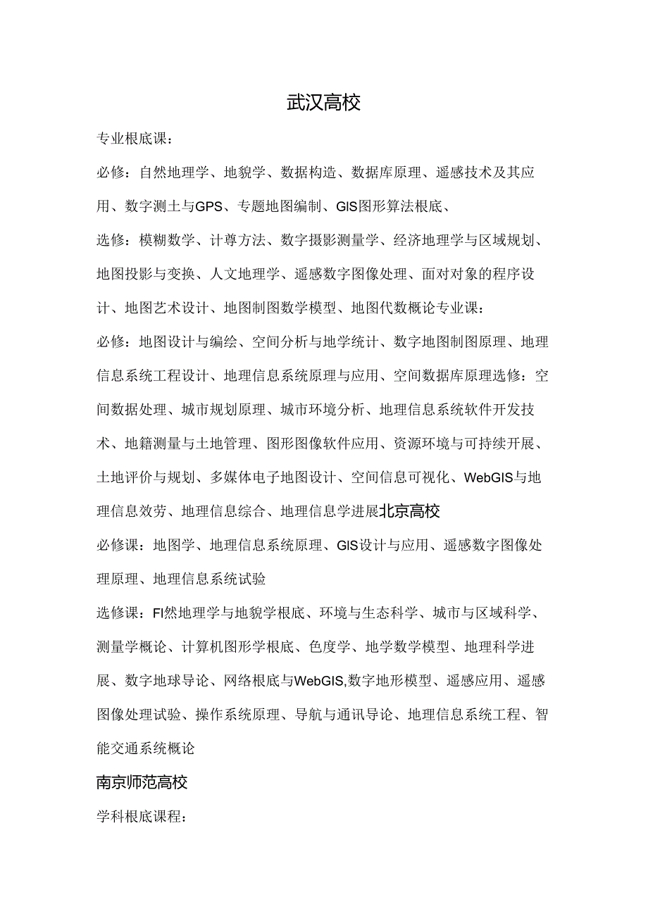 GIS高校主要课程.docx_第1页