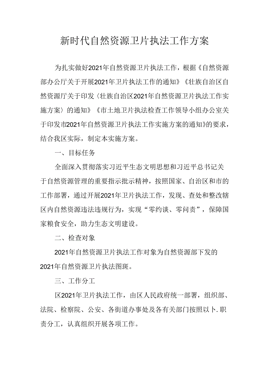 新时代自然资源卫片执法工作方案.docx_第1页