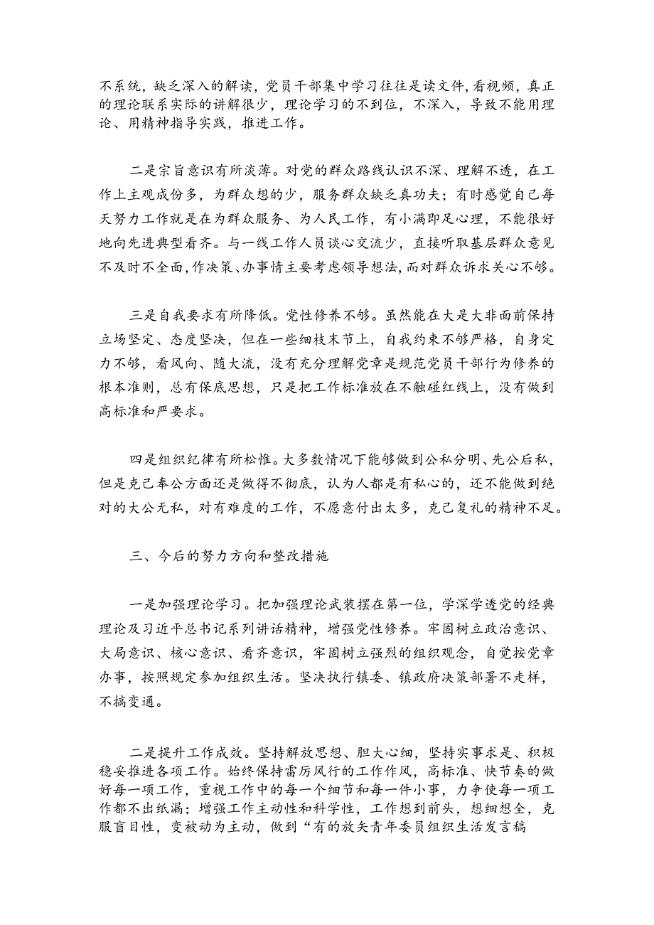 青年委员组织生活发言稿五篇.docx_第2页