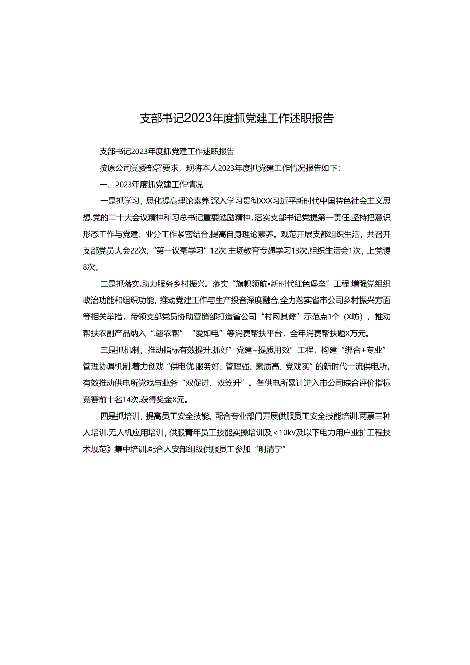 支部书记2023年度抓党建工作述职报告.docx_第1页