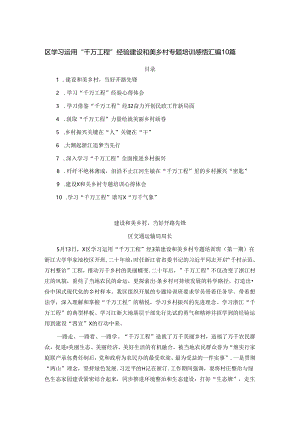 区学习运用“千万工程”经验建设和美乡村专题培训感悟汇编10篇.docx