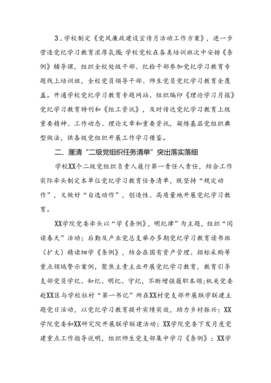 学校关于开展2024年度党纪学习教育总结汇报8篇.docx_第2页