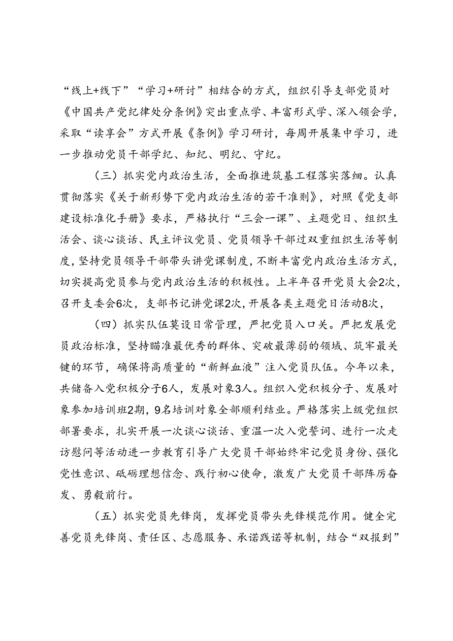 3篇 党支部2024年上半年工作总结及下半年工作计划.docx_第2页