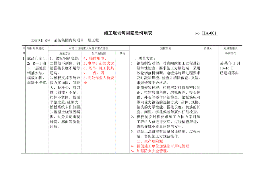 施工现场每周隐患消项表.doc_第1页