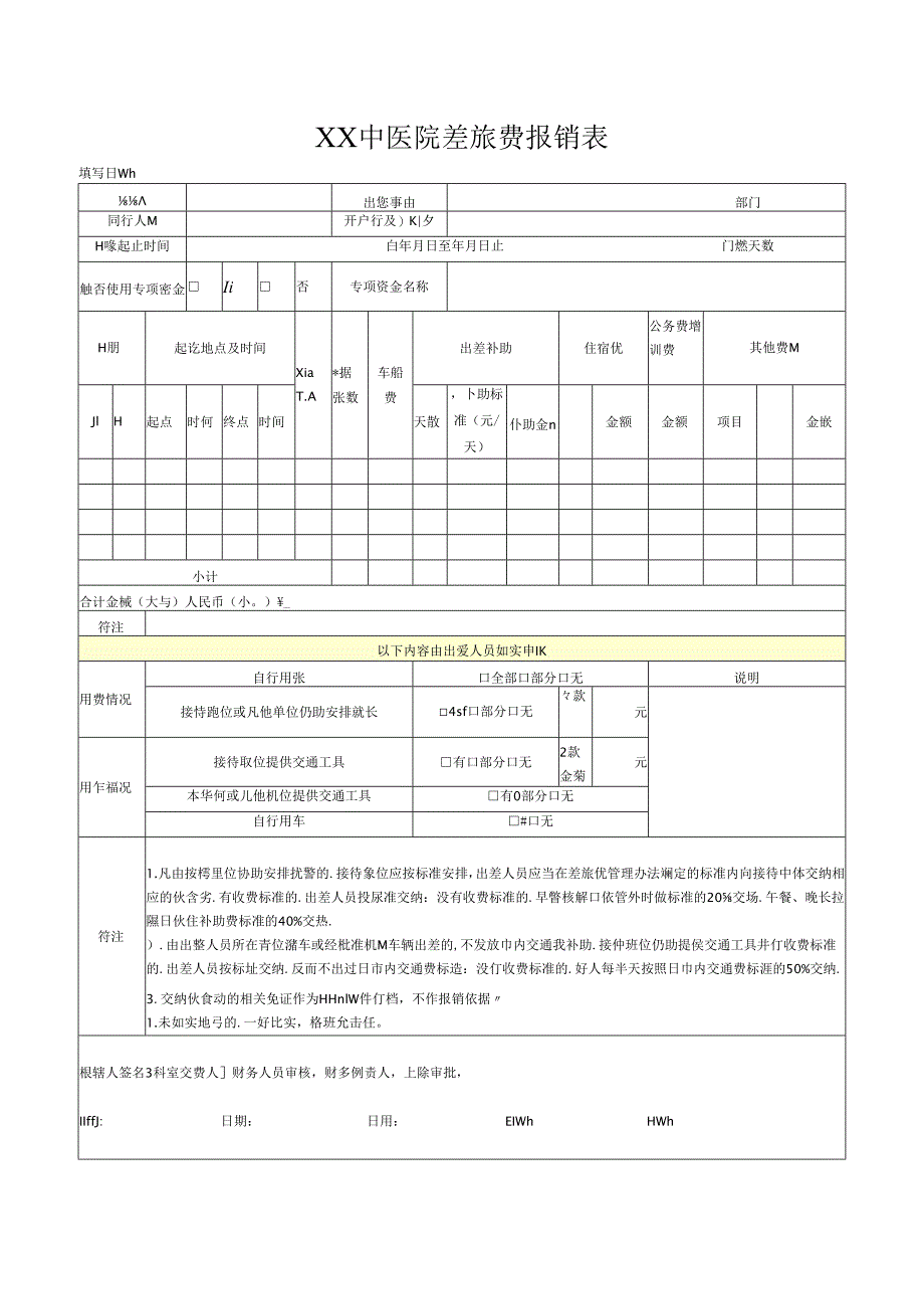 XX中医院差旅费报销表（2024年）.docx_第1页