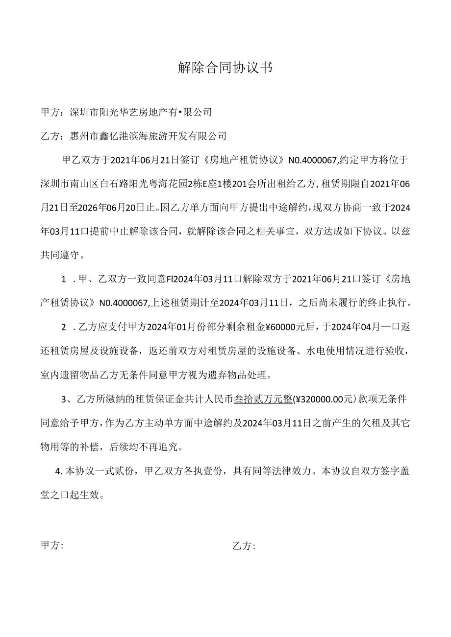 会所解约协议书.docx_第1页