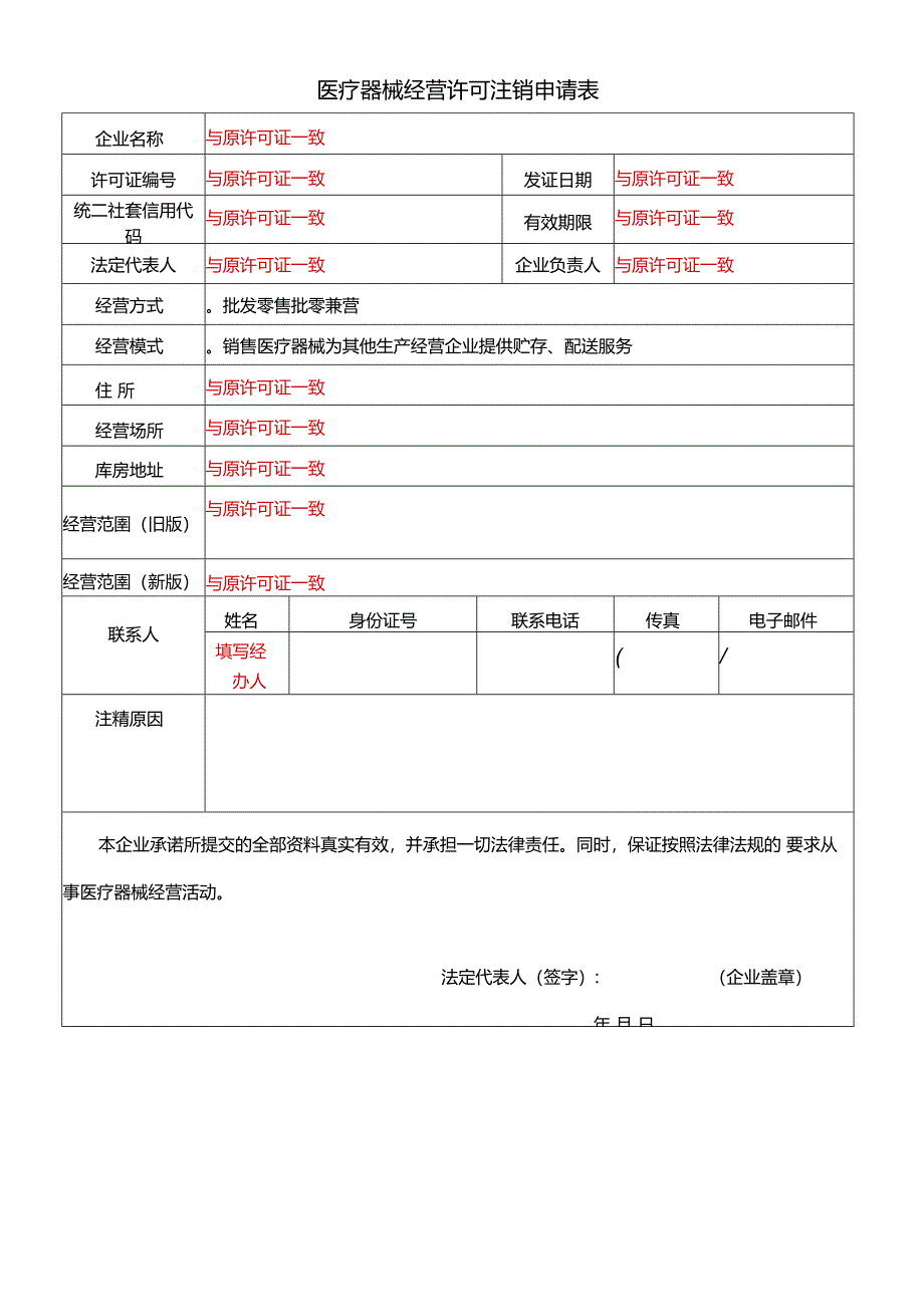 医疗器械经营许可注销申请表（模板）.docx_第2页