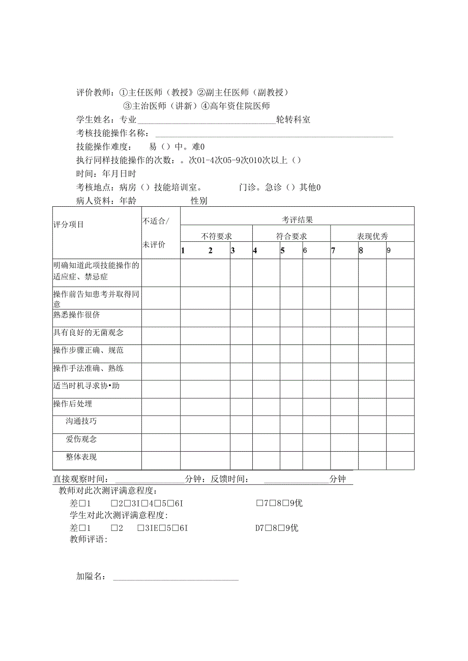 临床实习——Mini-CEX 评分表与DOPS 评分表（演练与操作技能）.docx_第2页