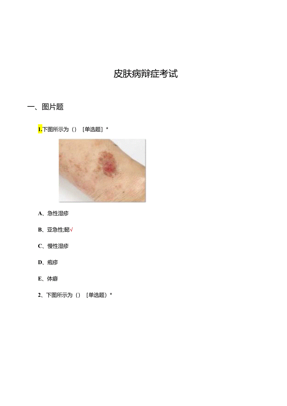 皮肤病辩症理论考试试题及答案.docx_第1页