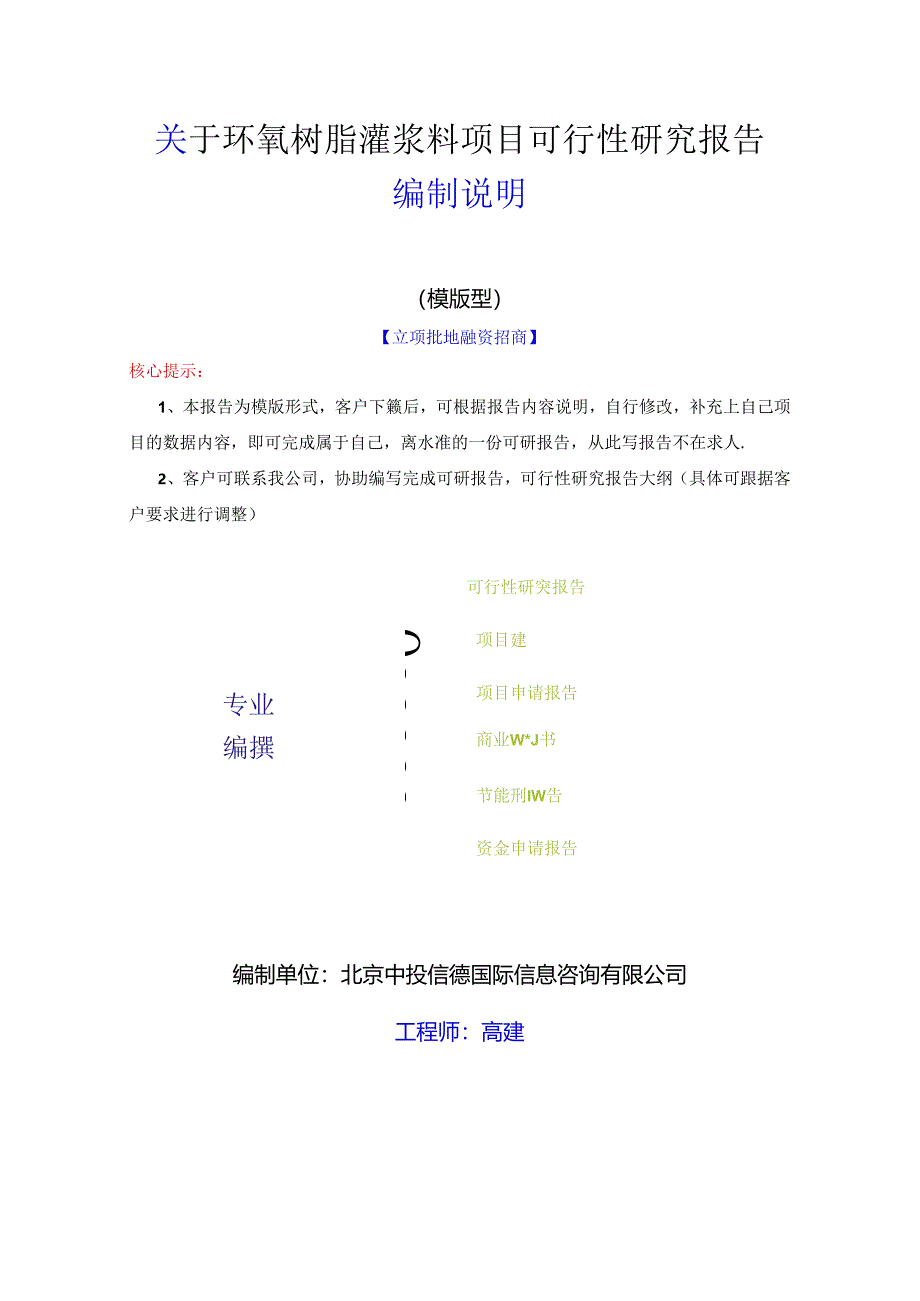 环氧树脂灌浆料项目可行性研究报告编写格式说明(模板套用型文档).docx_第2页