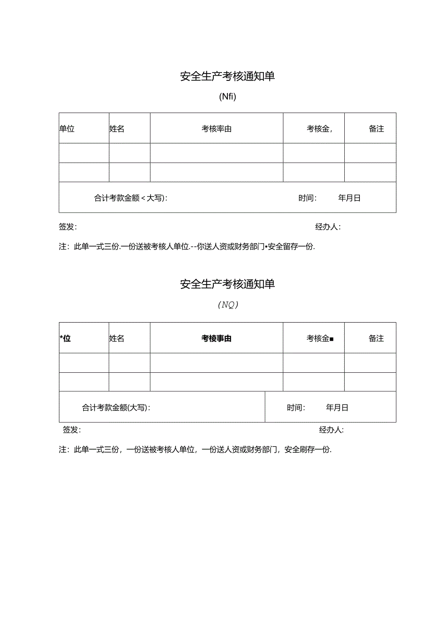 安全生产考核通知单.docx_第1页