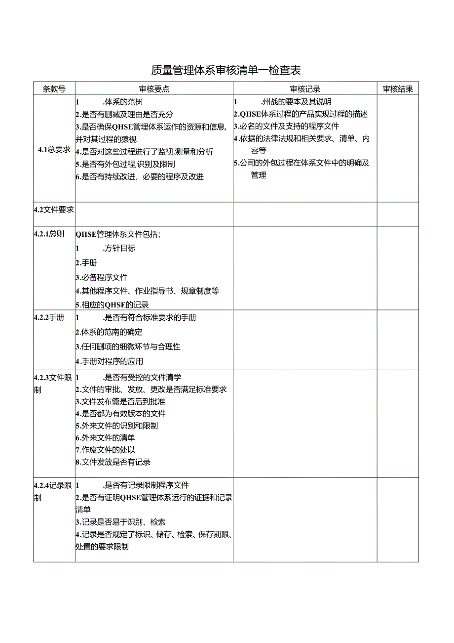 QHSE内审全条款检查表(DOC).docx_第1页