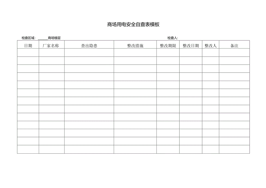 ____商场用电安全自查表模板.docx_第1页