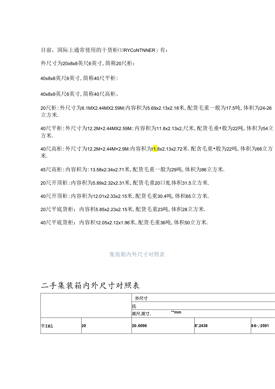 集装箱内外尺寸对照表.docx_第1页