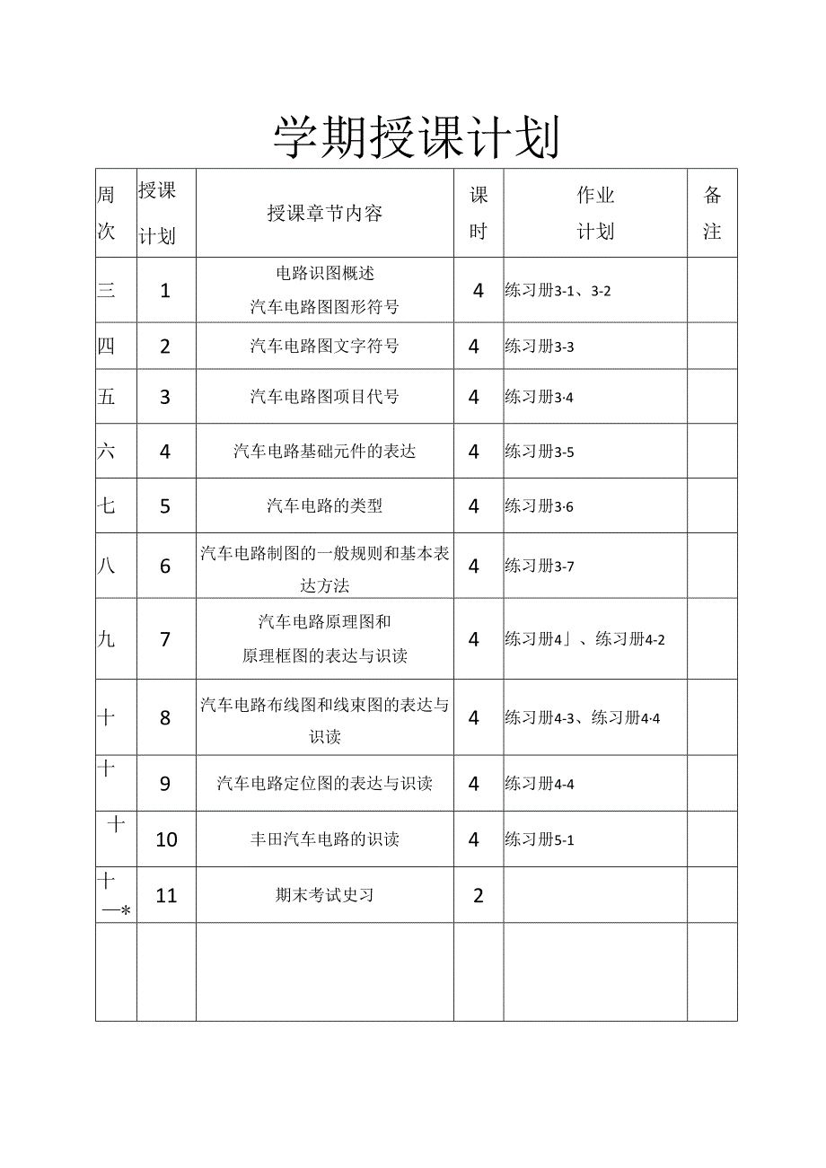 汽车电路识图授课计划.docx_第3页