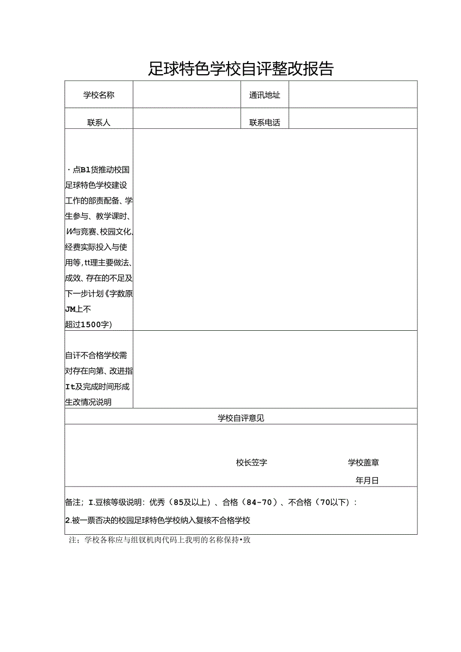 足球特色学校自评整改报告.docx_第1页