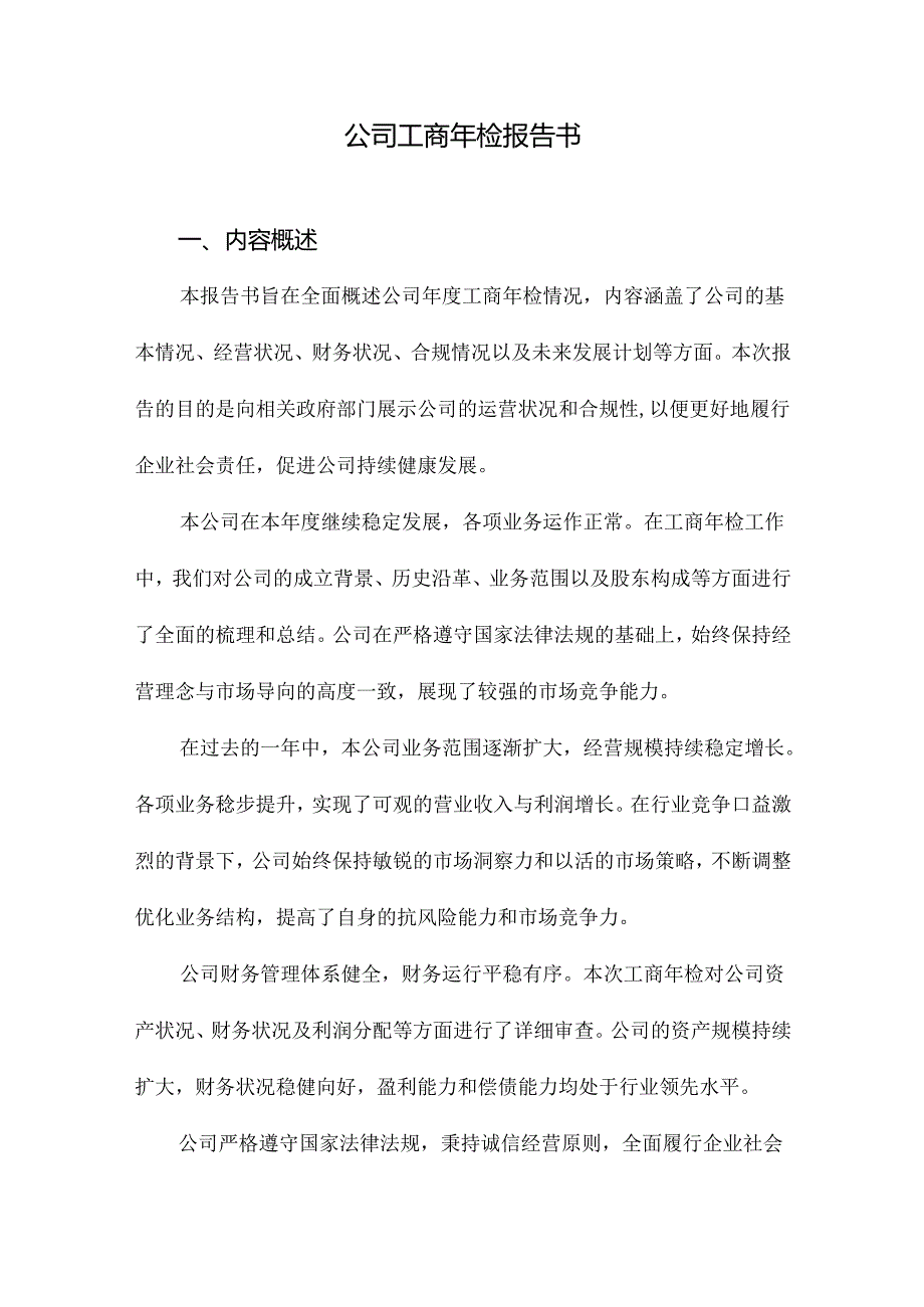 公司工商年检报告书.docx_第1页