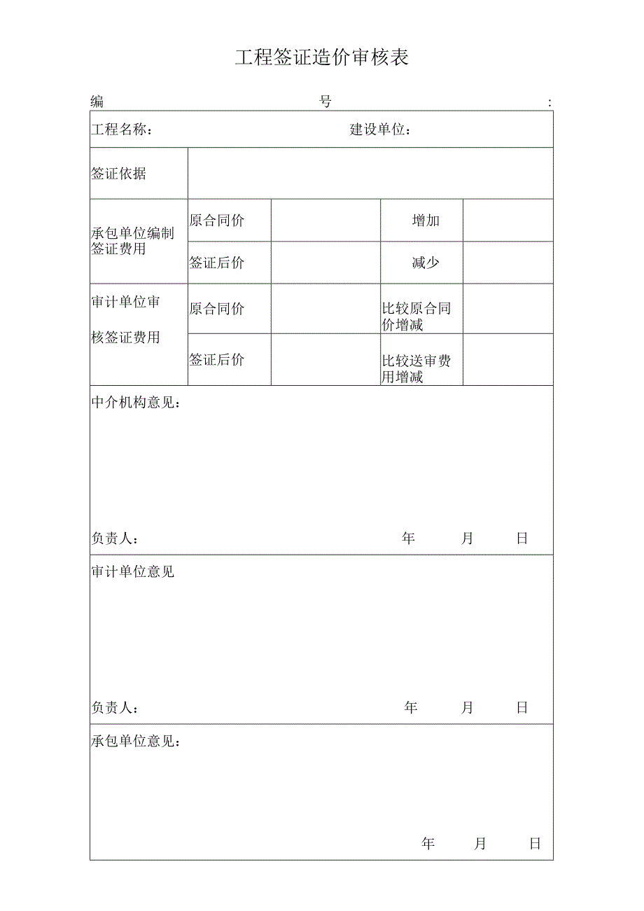 工程签证造价审核表.docx_第1页