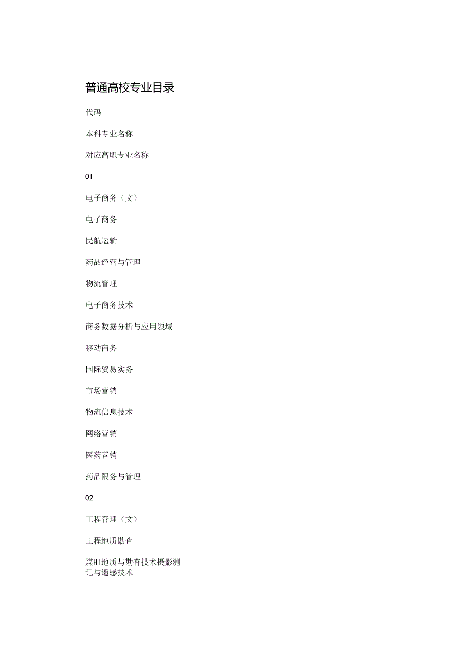 普通高校专业目录.docx_第1页