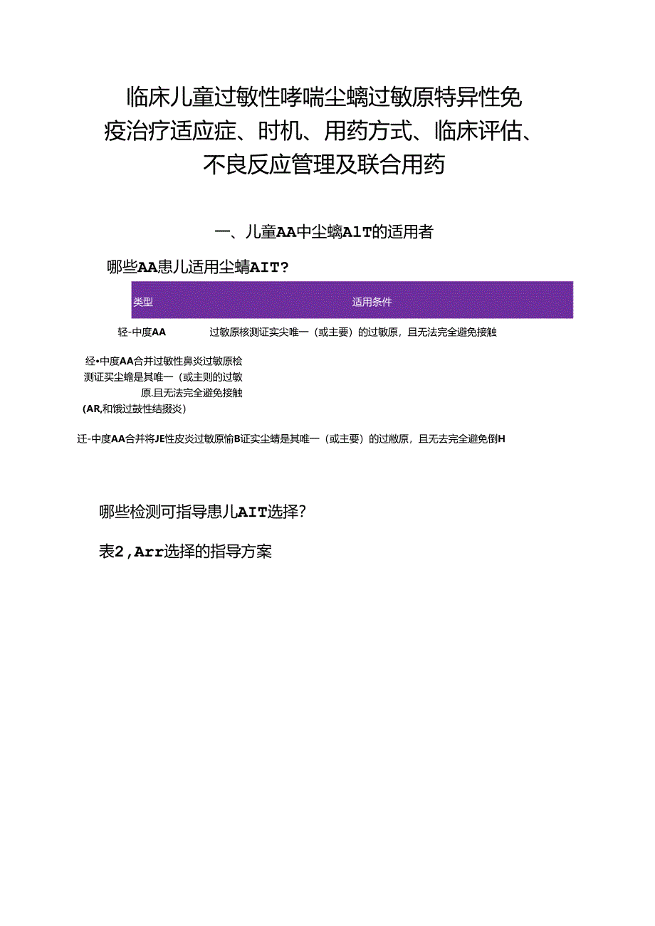 临床儿童过敏性哮喘尘螨过敏原特异性免疫治疗适应症、时机、用药方式、临床评估、不良反应管理及联合用药.docx_第1页