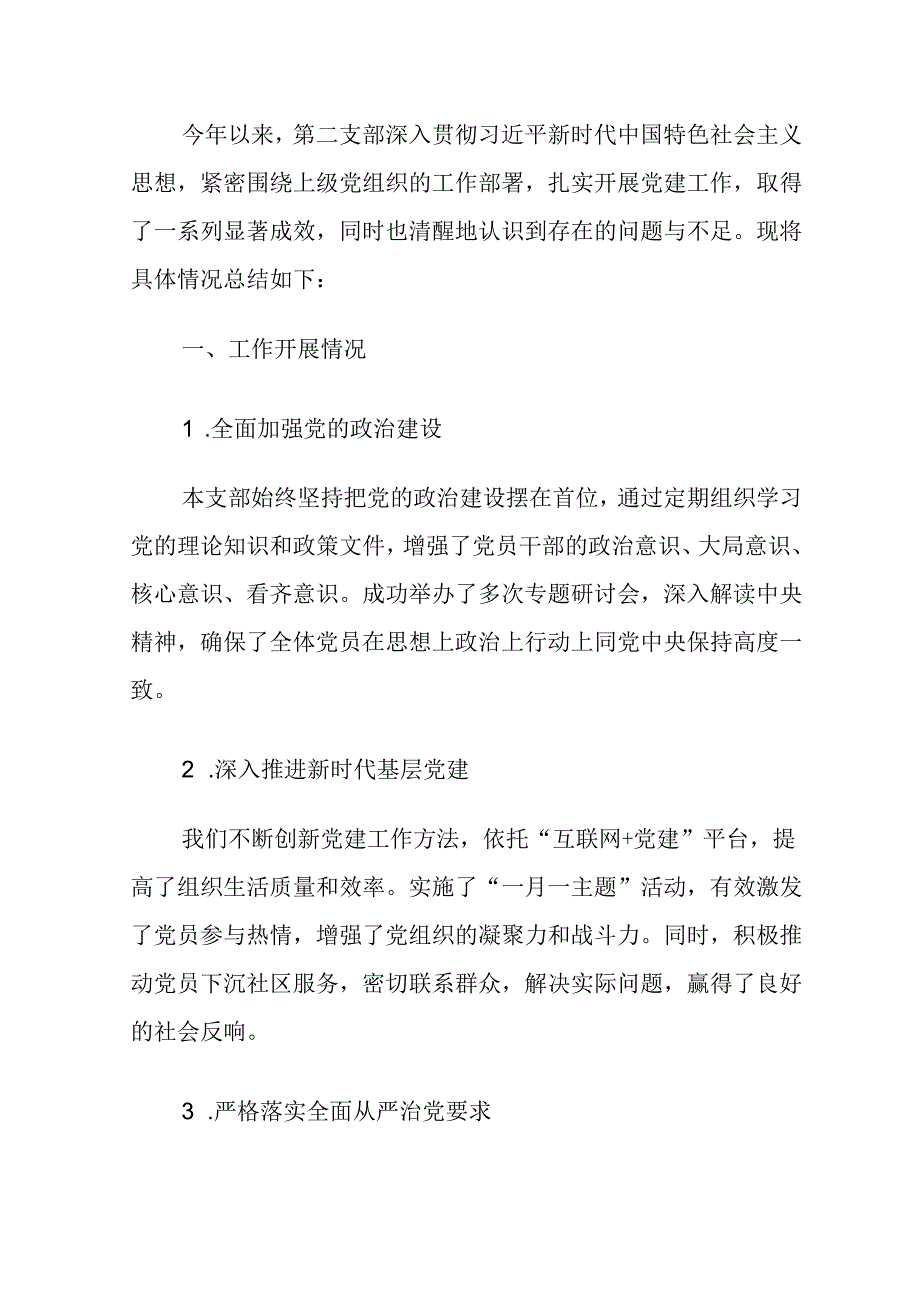 关于党支部党建工作总结及计划（精选2篇）.docx_第2页