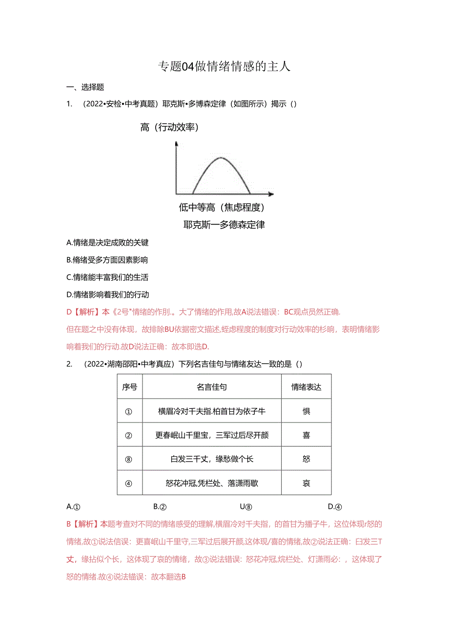 专题04 做情绪情感的主人（解析版）.docx_第1页