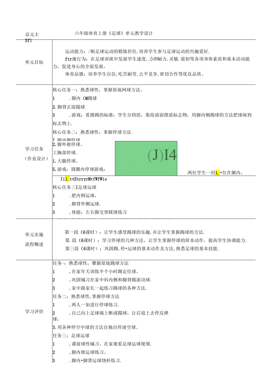 六年级体育上册《足球》单元教学设计.docx_第1页