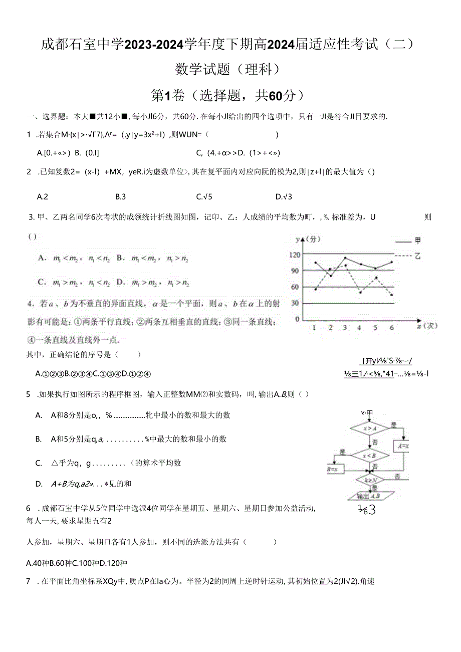 石室中学2024适应性考试（二）理科试卷.docx_第1页