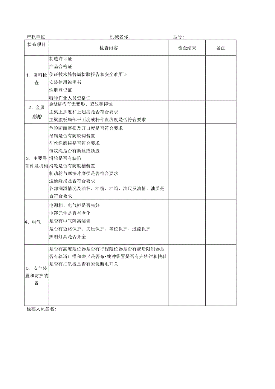 起重机械入场检查验收表.docx_第1页