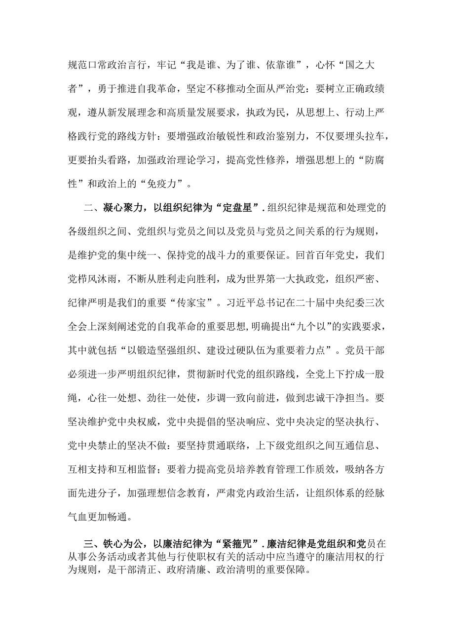 2024年【二篇范文】理论学习中心组围绕“工作纪律”专题研讨发言稿.docx_第2页