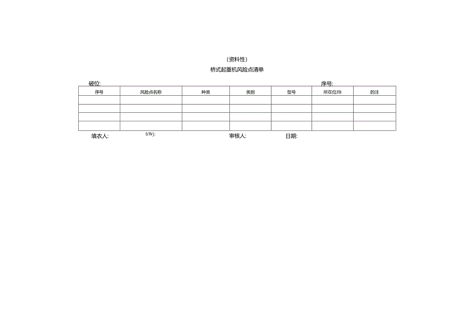 桥式起重机风险点清单、安全分析评价记录表、风险分级管控清单、隐患排查记录、治理台账.docx_第1页