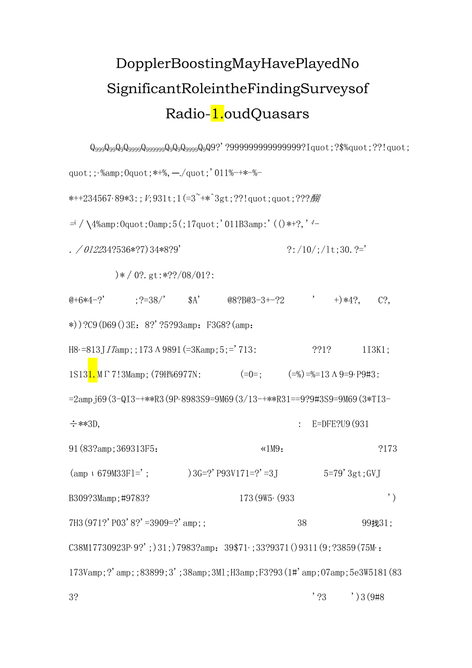 Doppler Boosting May Have Played No Significant Role in the Finding Surveys of Radio-Loud Quasars.docx_第1页