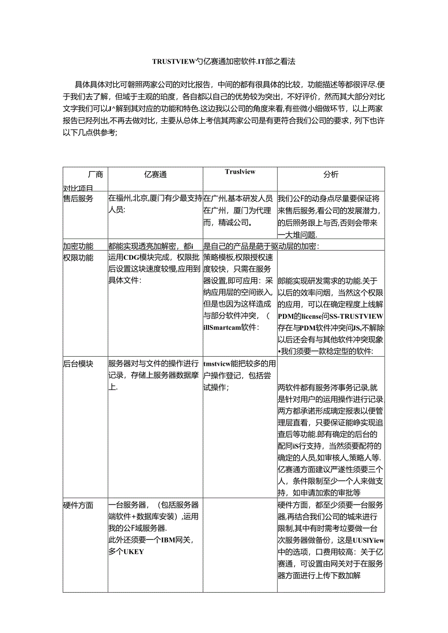 TRUSTVIEW与亿赛通加密软件-IT部之意见.docx_第1页