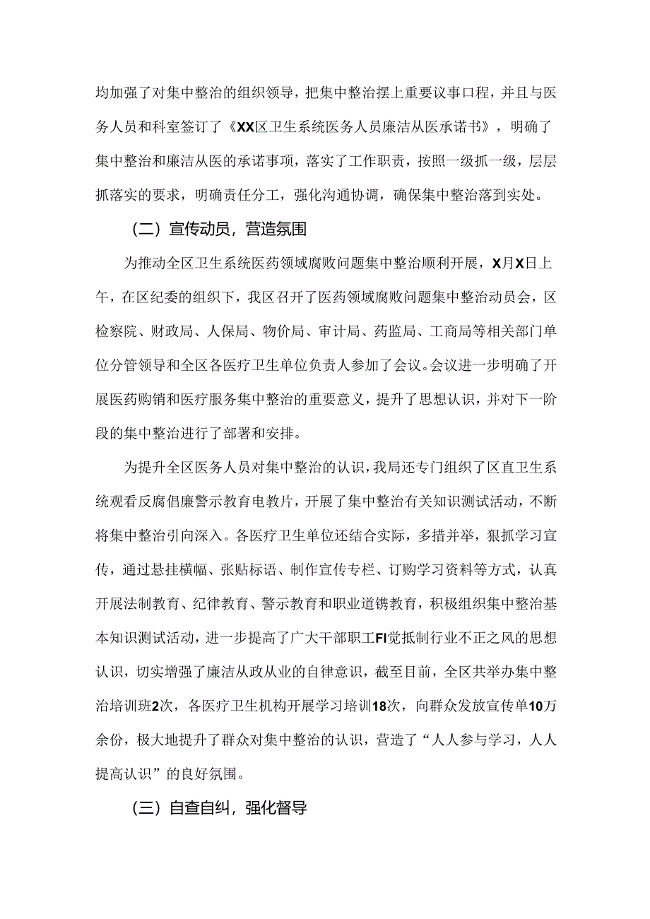 2024年纠正医药购销领域和医疗服务中不正之风专项治理工作情况报告3190字范文.docx_第2页