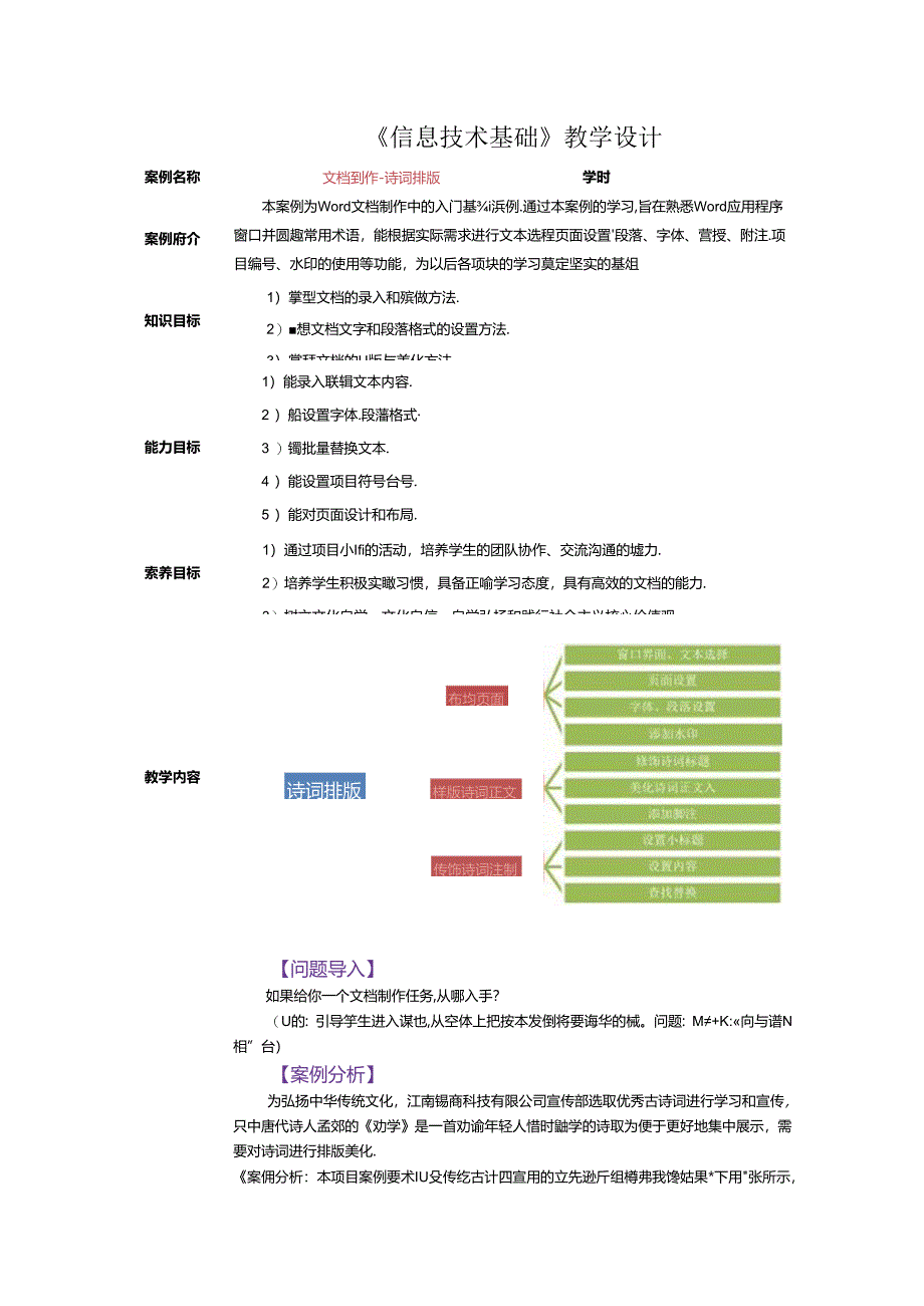 信息技术基础 教案-教学设计 单元1 文档处理.docx_第1页