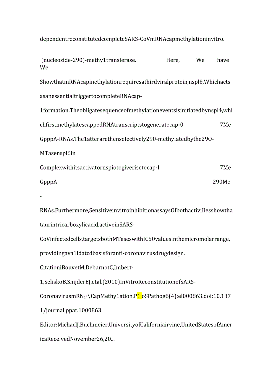 In Vitro Reconstitution of SARS-Coronavirus mRNA Cap Methylation.docx_第2页