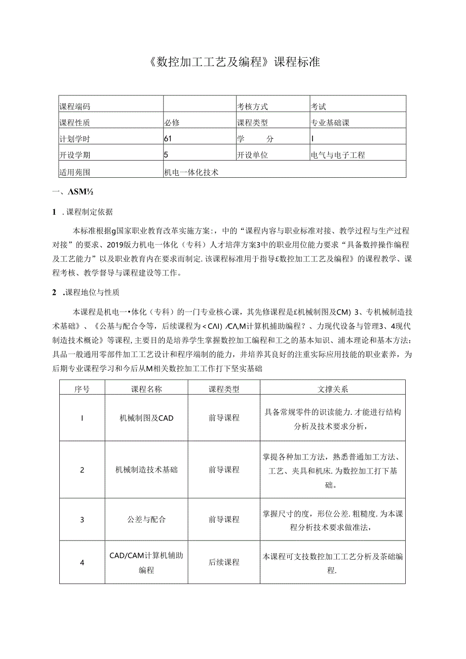 数控加工工艺及编程课程标准教案.docx_第1页