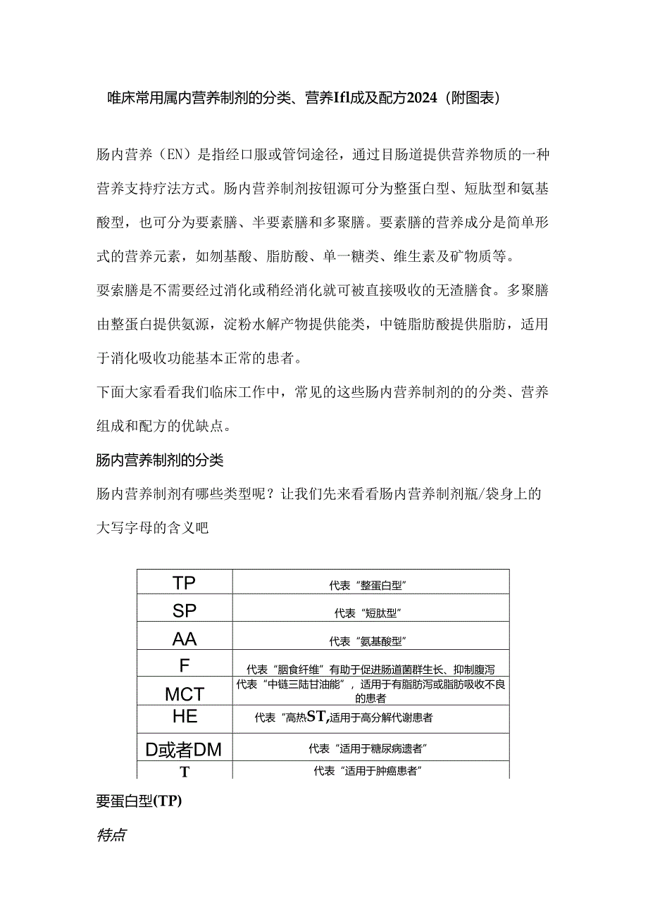 临床常用肠内营养制剂的分类、营养组成及配方2024（附图表）.docx_第1页